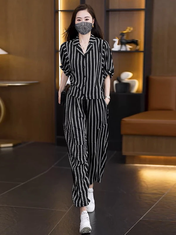 Conjunto de dos piezas para mujer, ropa de marca adelgazante, pantalones de nueve piezas, ort Sves para hermana regordeta, verano 2025, 2025