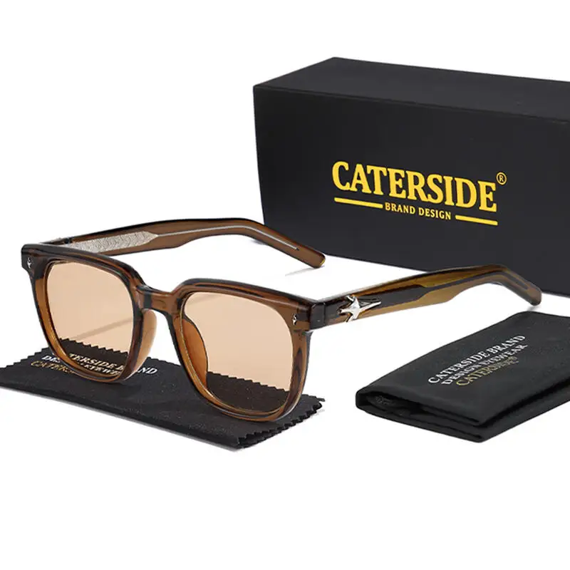 CATERSIDE Trend Square Man Sunglasses Large Frame Sun Glasses Party Travel Beach Eyewear Ideal Choice for Gifts UV400