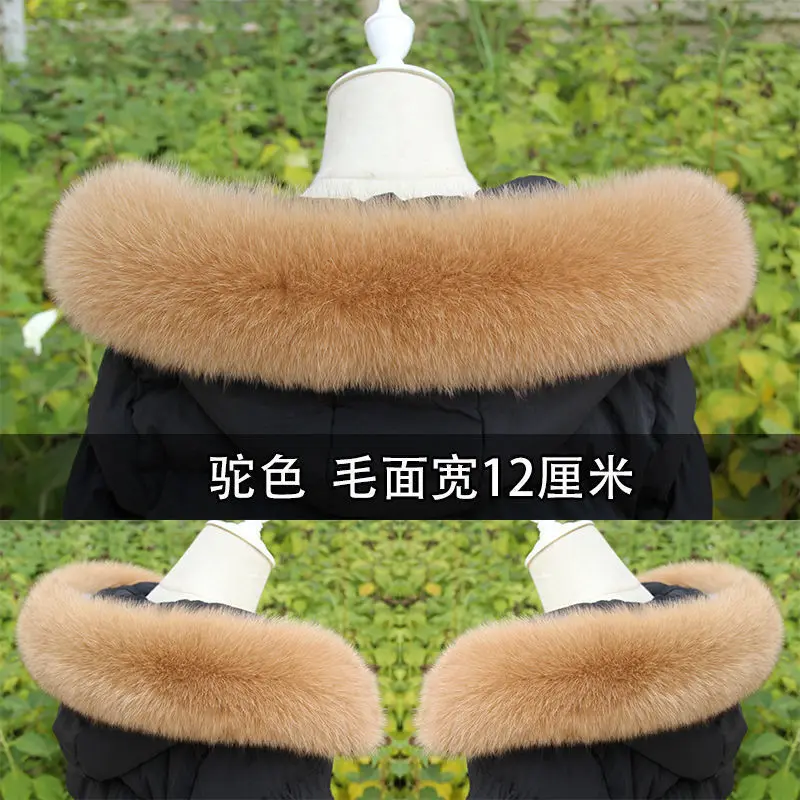 Winter Fox Fur Collar For Women Coat Fluffy Real Fur Hat Strips Hooded Fur Collar Scarf Genuine Warm Fox Fur Shawl Scarves