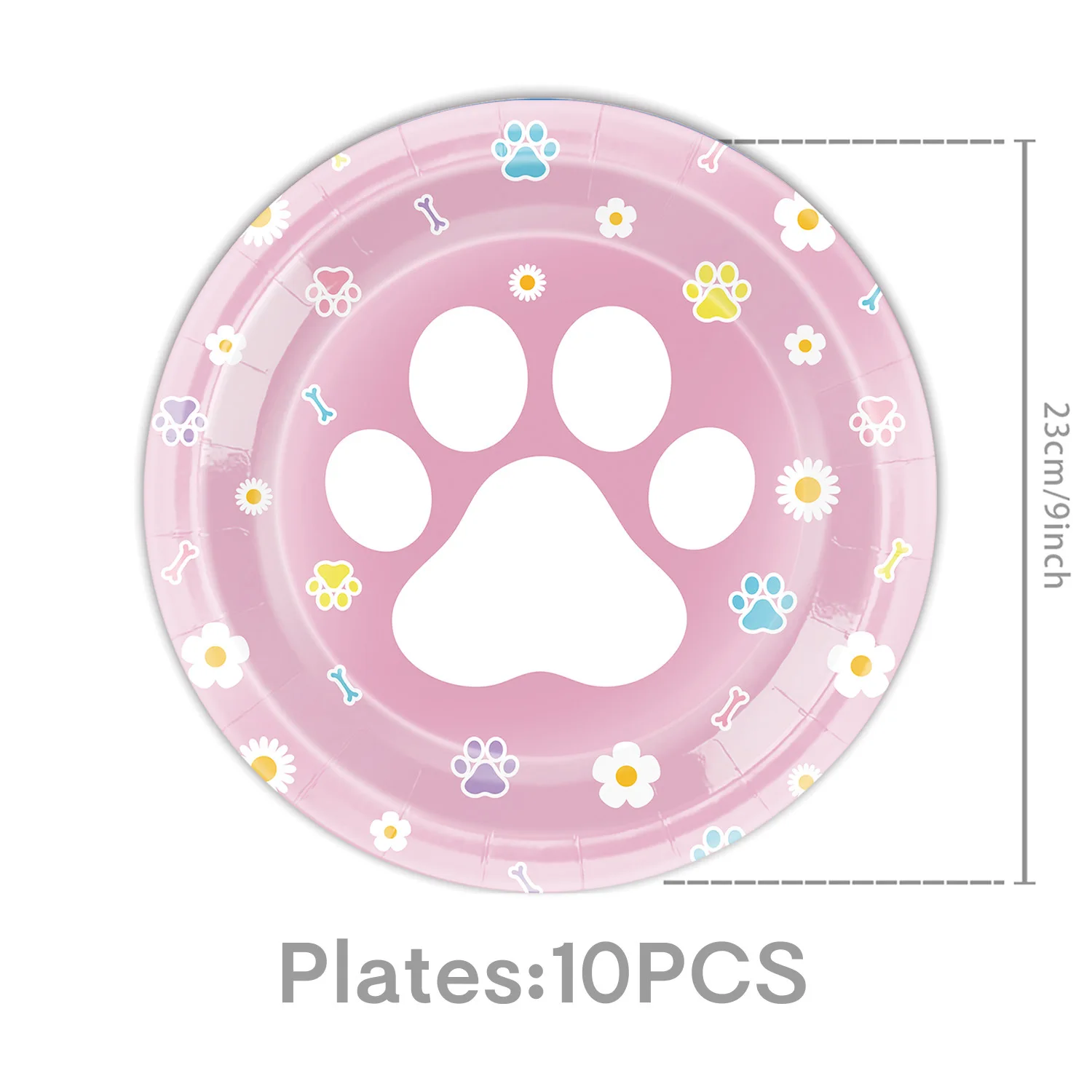 Rosa Pfotenabdruck Partygeschirr Hund Rosa Welpe Geburtstagsparty Pappteller Servietten Dekorationen Kinder Jungen Mädchen Babyparty – Detail 2