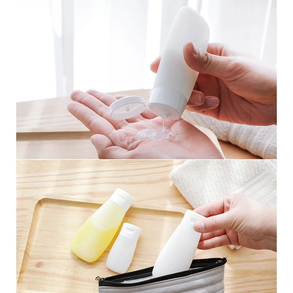 

4pcs Flip-Top Empty Bottle Set Leakproof Travel Makeup Bottles Refillable Dispensers Skincare Gel Sub Containers