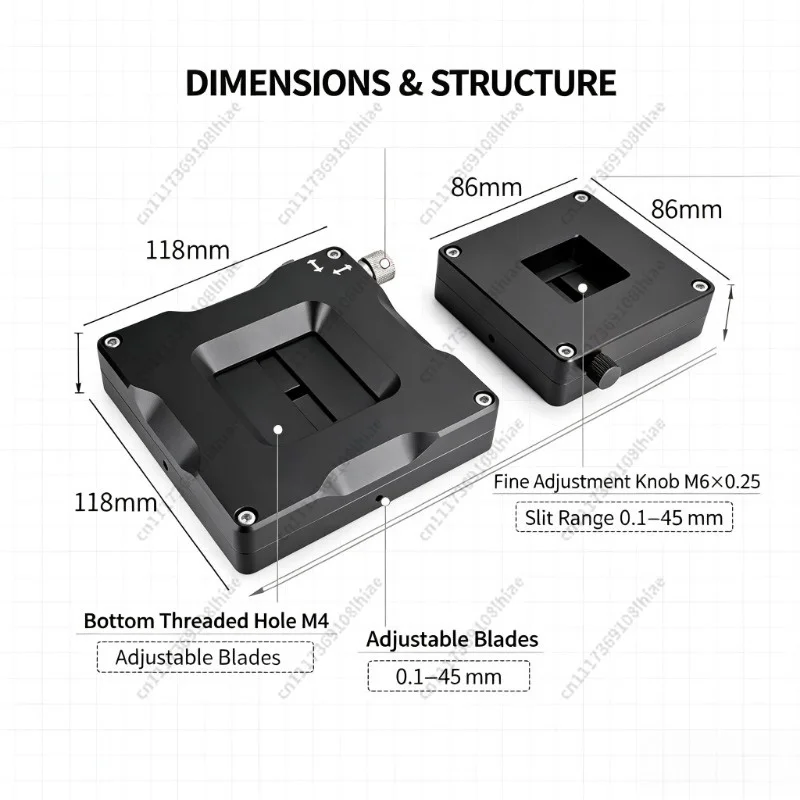 Variable Optical Slit Four Opening Slit Diaphragm Square Spot Regulator Precision Light Flux Control Laser Light Blocking Device
