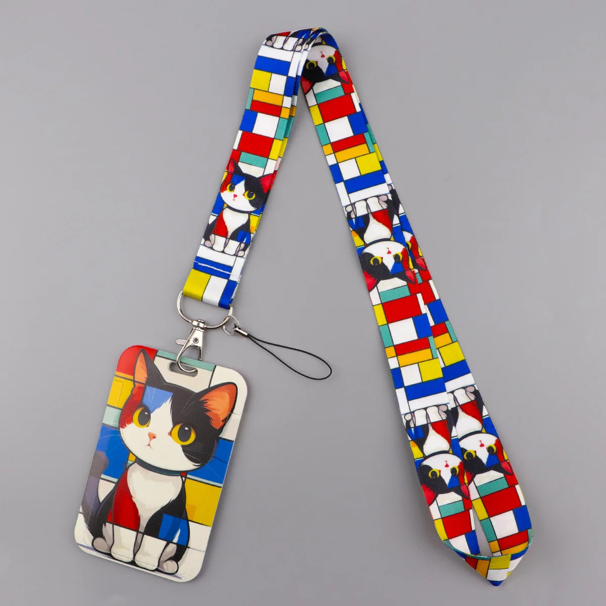 Cute Cartoon Pet Cats Lanyard Neck Strap Keychain Card Cover Badge Holder Mobile Phone Hang Rope Keyring Anime Accessories Gifts