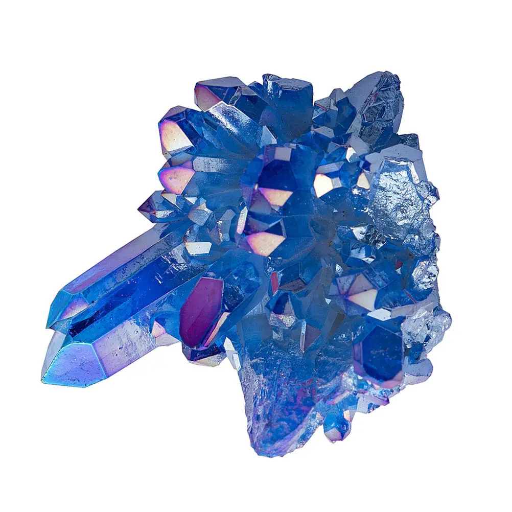 Natural Aquamarine Crystal Cluster Ornament for Aquarium, Freshwater & Saltwater Safe Fish Tank Decor
