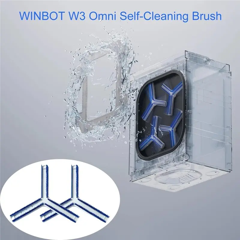 AWAH Self-Cleaning Brushes For ECOVACS WINBOT W3 Omni Window High-Speed Rotating Holder Secures Wiping Pads