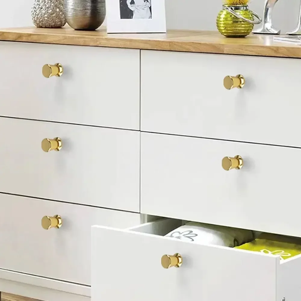 Bouton de tiroir d'armoire moleté Simple, rond doré, poignée de porte Portable à trou unique pour la maison