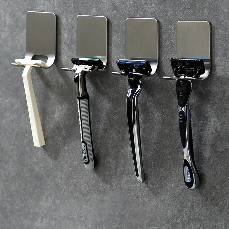 2-piece wall-mounted shaving kit holder - non-drilled adhesive shaving kit storage rack - shaving accessory organizer