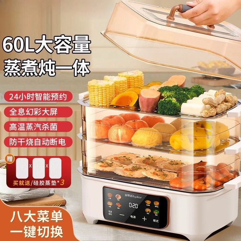 الاستخدام المنزلي 60 لتر باخرة كهربائية سعة كبيرة 2025: وعاء 7 لتر، وظائف مرئية وذكية