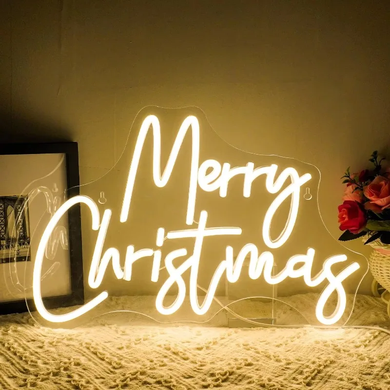 Merry Christmas Neon Sign Dimmable Neon Signs for Christmas Bar Man Cave Club Party Room Shop Window Bedroom Decoration Gifts