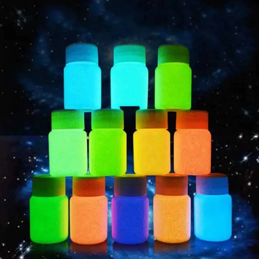 20 جرام مضيئة يتوهج في الظلام الصباغ مسحوق الأظافر ل Noctilucent الوجه اللوحة الايبوكسي الاكريليك الطلاء مسمار توهج مسحوق للحزب