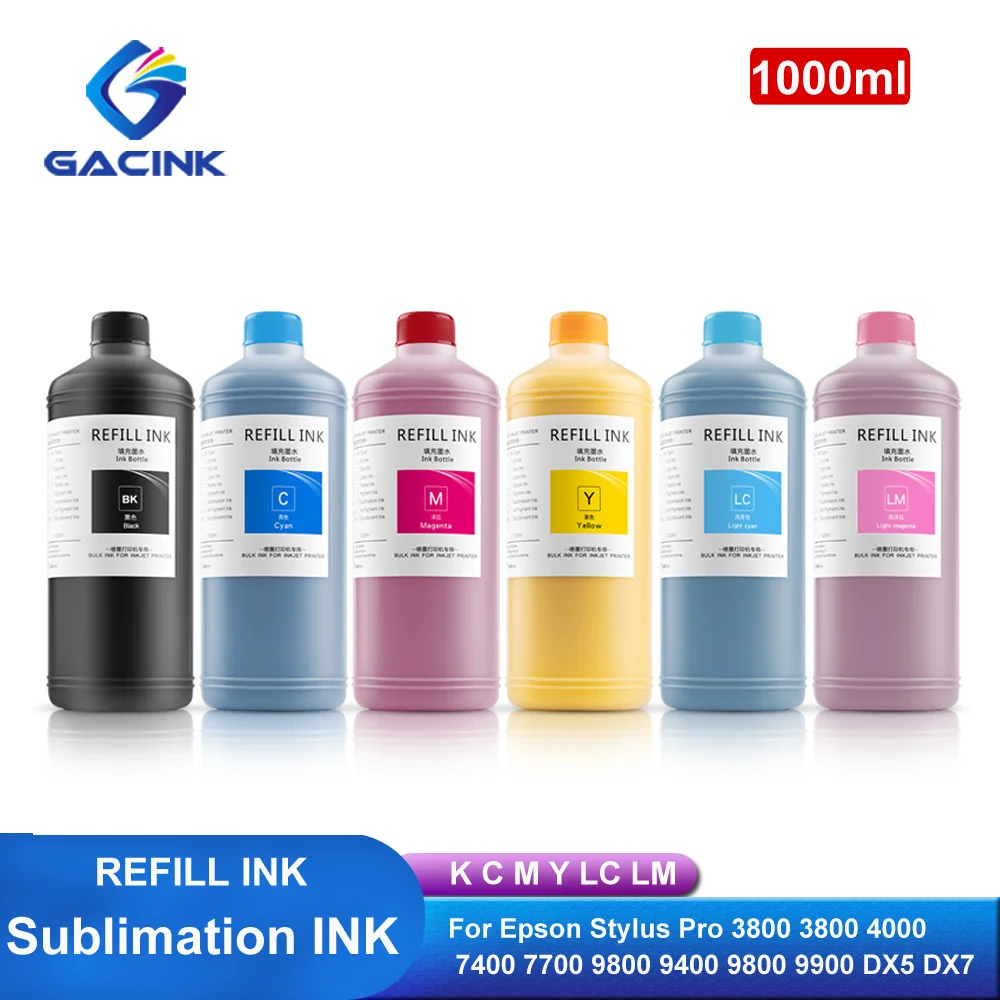 Sublimation Dye Ink 1000ML Heat Transfer For Epson Stylus Pro 3800 3800 4000 7400 7700 9800 9400 9800 9900 DX5 DX7