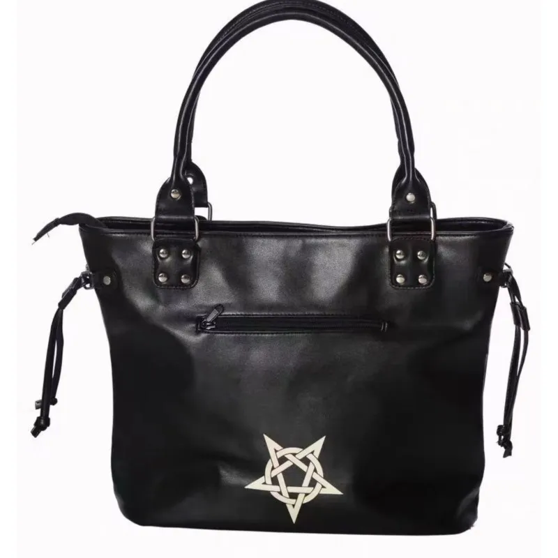 JIAERDI Large Capacity Black Tote Bag Women High Street Lolita Gothic Leather Y2k Grunge Handbag Female Punk Dark Shoulder Bags