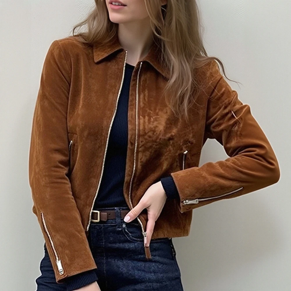 

Elegant Sexy Casual Zipper Jacket Women's Autumn Fashion Outerwear Trendy Street Style Female Top Quality Material