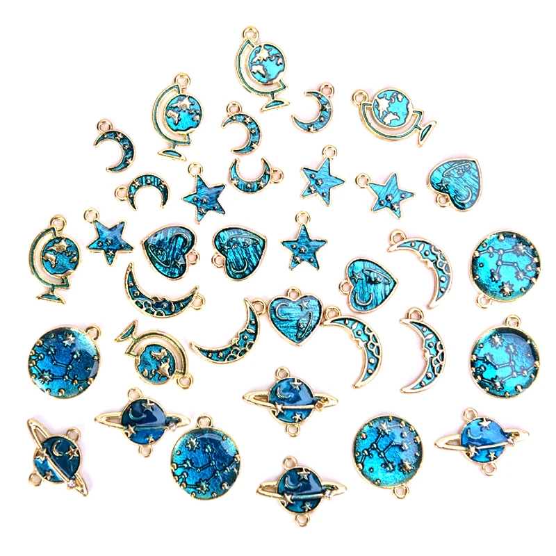 10pcs Enamel Alloy Universe Collection Pendant Jewelry DIY Craft Finds For Necklace Bracelet Earrings Pendant Hair Accessories