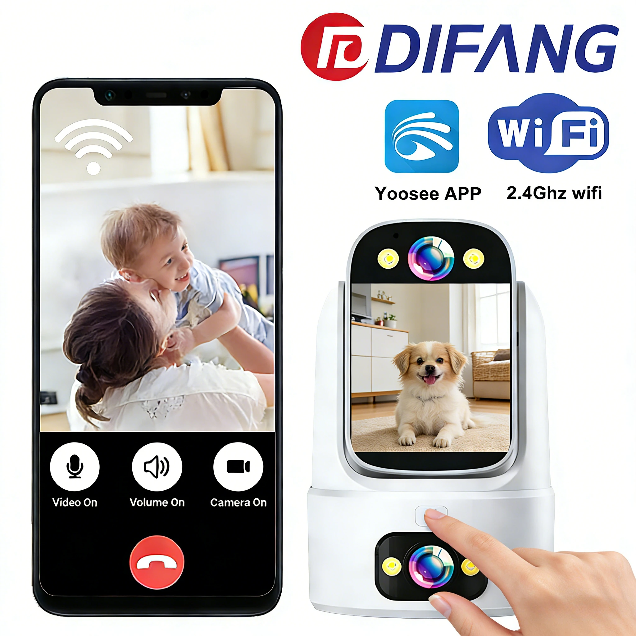 

Yoosee 2K 4MP Mini WiFi Camera Baby Monitor With LCD Screen Security Protection 3 Screen P2P CCTV Nanny Security Cam