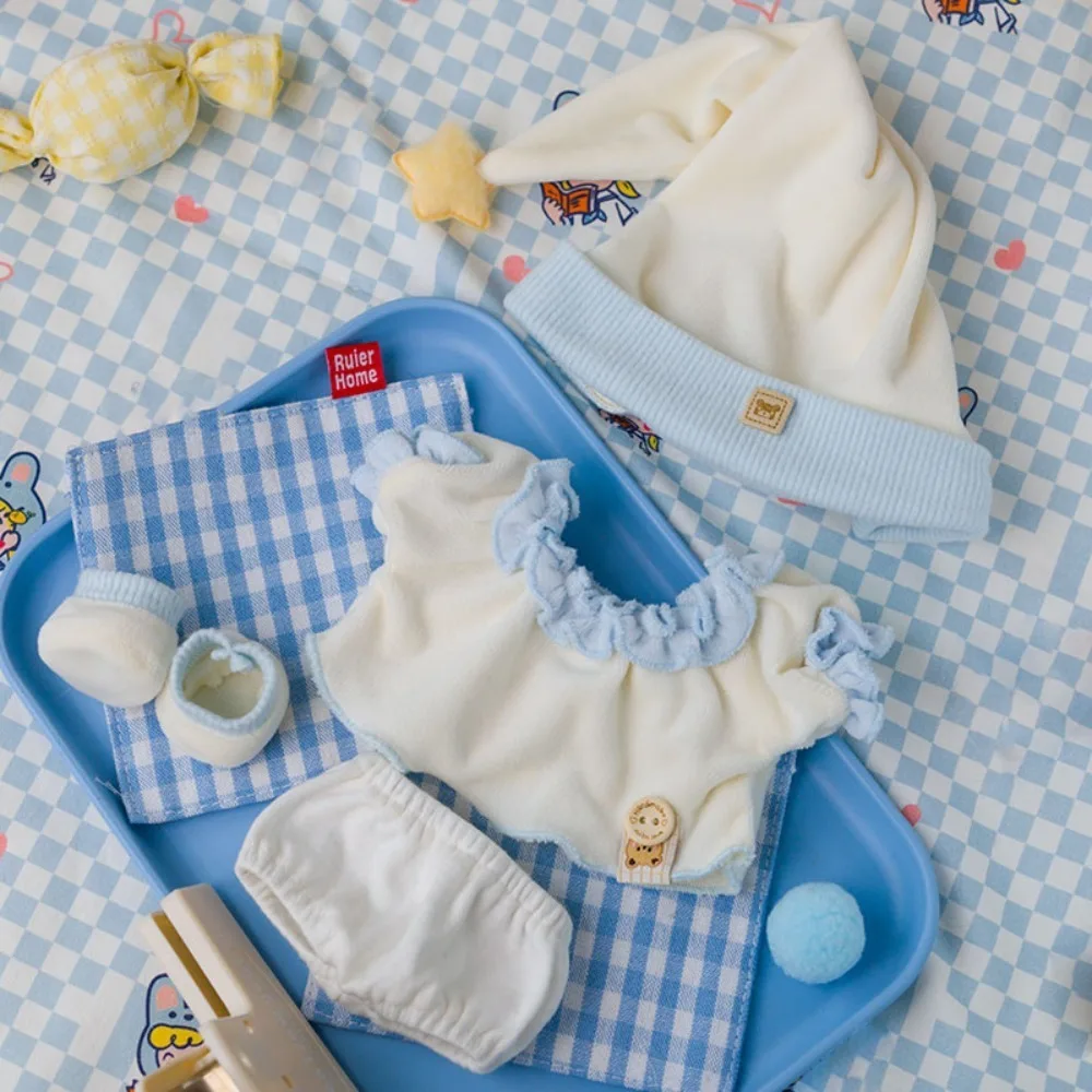 1 ensemble pyjama croisé 20cm vêtements en coton chapeau étoile tenue vêtements en coton marron Mini vêtements accessoires