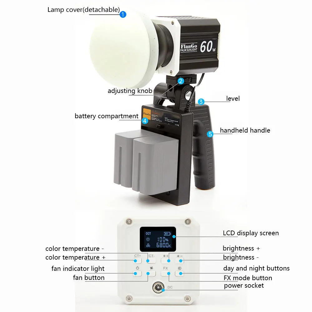 Mcoplus-ミニLEDビデオライト,リモコン付き,プロの写真ランプ,cobビデオライト,bicolor,2800k-6800k,60w