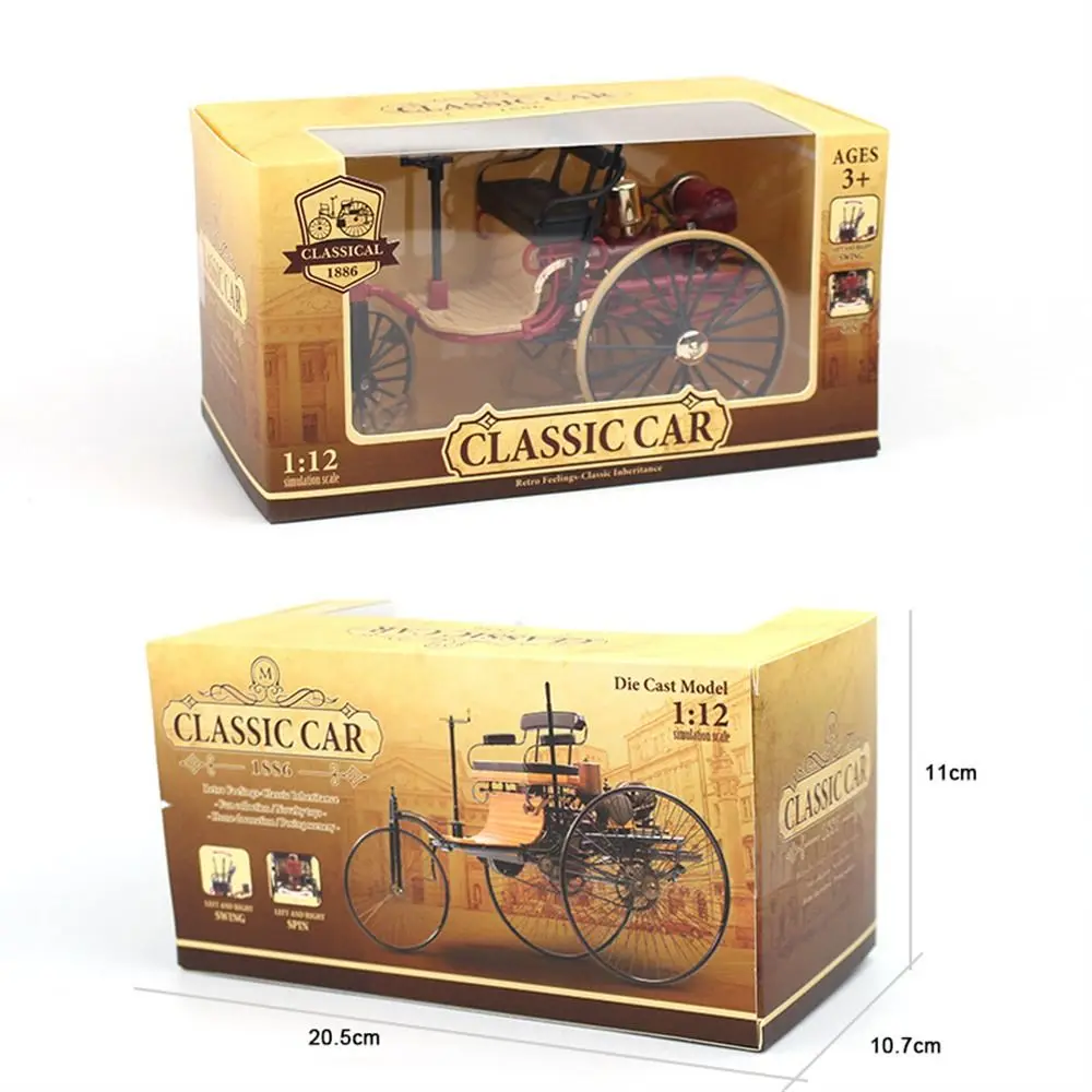 نموذج دراجة ثلاثية العجلات كلاسيكي عتيق معدني Diecast ثلاث عجلات محاكاة دراجة ثلاثية العجلات 1:12 نموذج معدني للدراجة نموذج مصغر #1