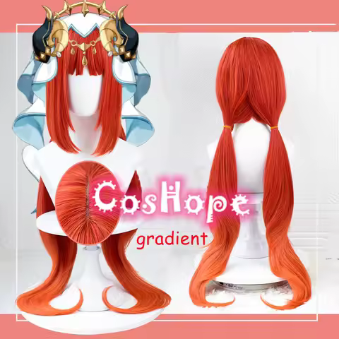 Nilou Cosplay Wig Long Straight Red Orange Gradient Wig Cosplay Anime Cosplay Wigs Heat Resistant Synthetic Wigs