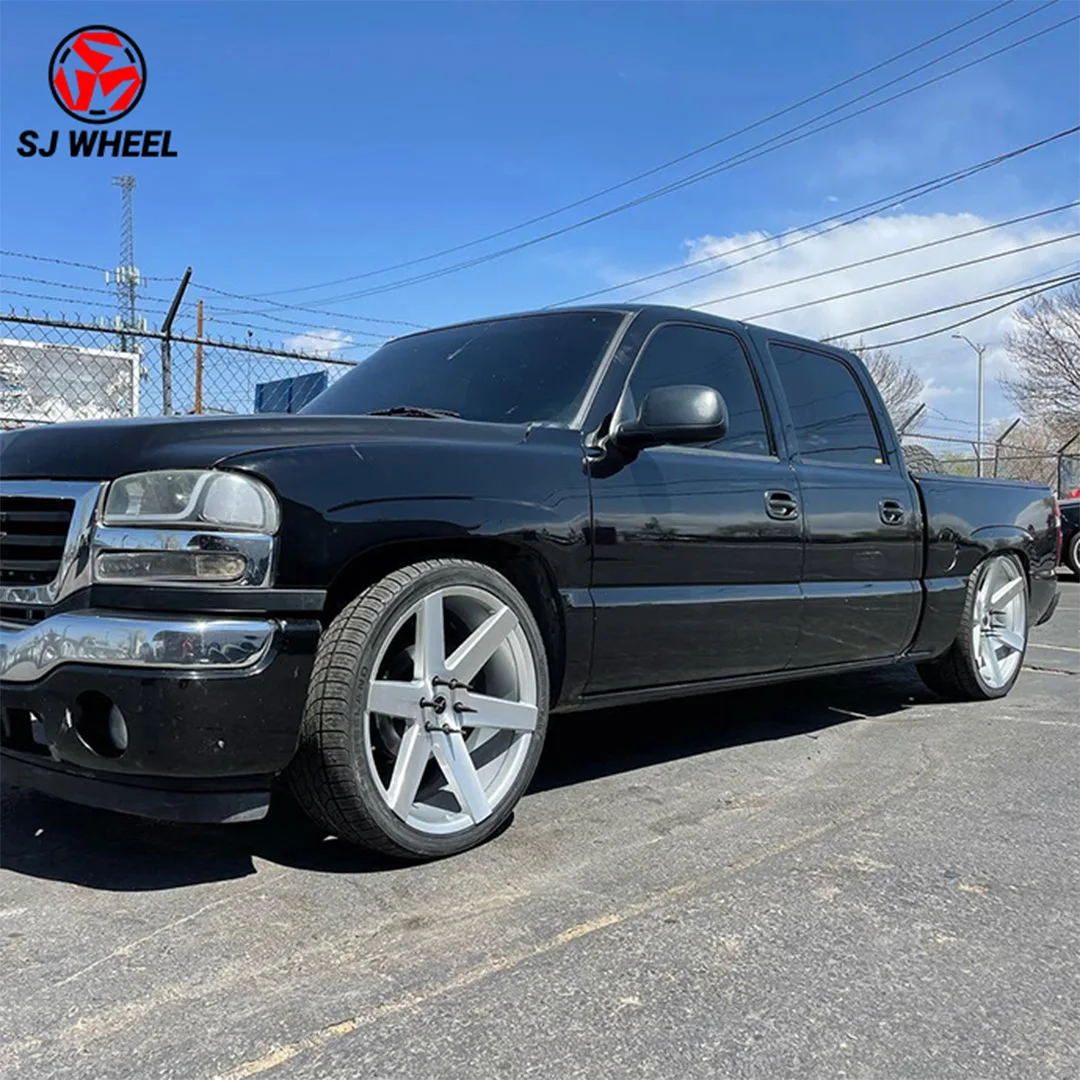 SJ Custom Rims 6x139.7 5x127 6x5.5 Forged Wheels 22 24 26 28 Inch Rims for  Silverado 1500 5-Spoke Wheels Clean Truck