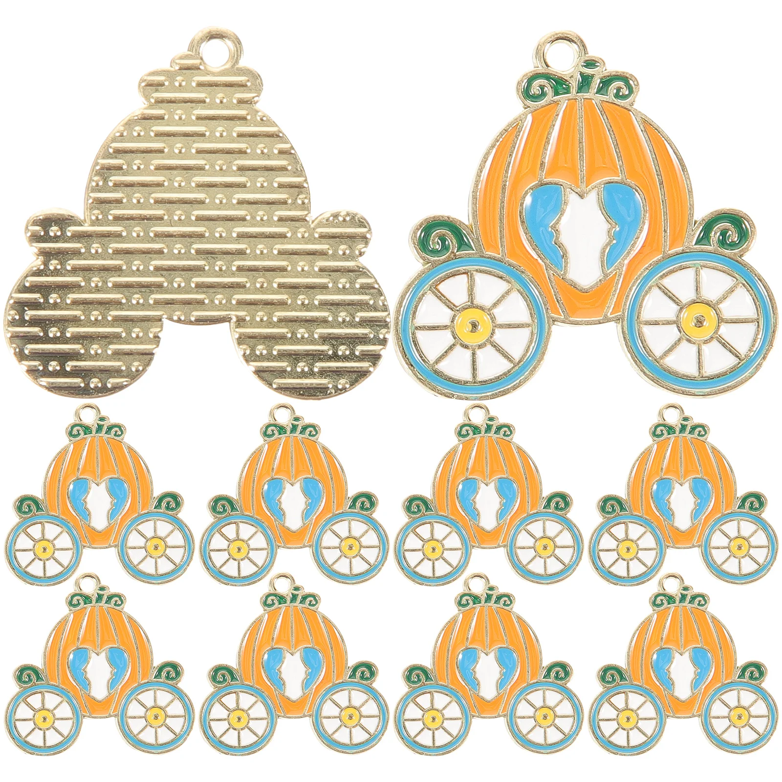 

10pcs Pumpkin Carriage Keychain Metal Hanging nament Car Key Decoration Halloween Gift Creative Key Chain Jewelry Accessories