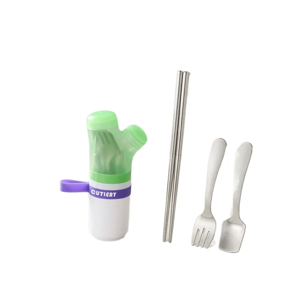 

Portable Dopamine Spoon and Chopstick Set Scallion Shape Stainless Steel Cutlery Set with Storage Case Spoon Fork Office