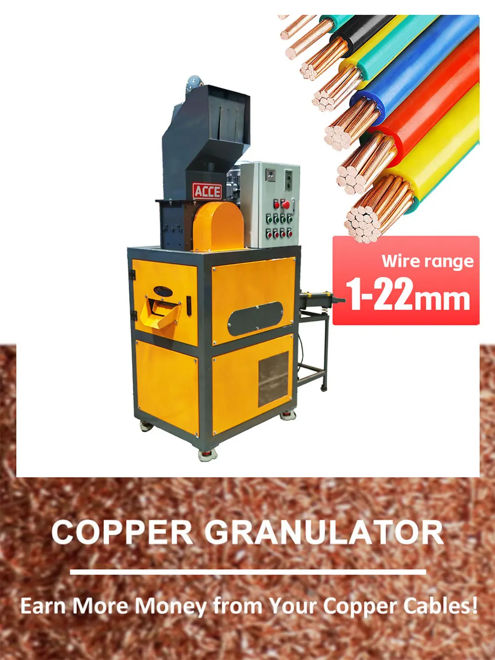 Copper Wires Granulator Machine, Scrap Cable Crusher & Separator for  E-Waste Plant, High Purity 99.9% Output, Dust-Free Design