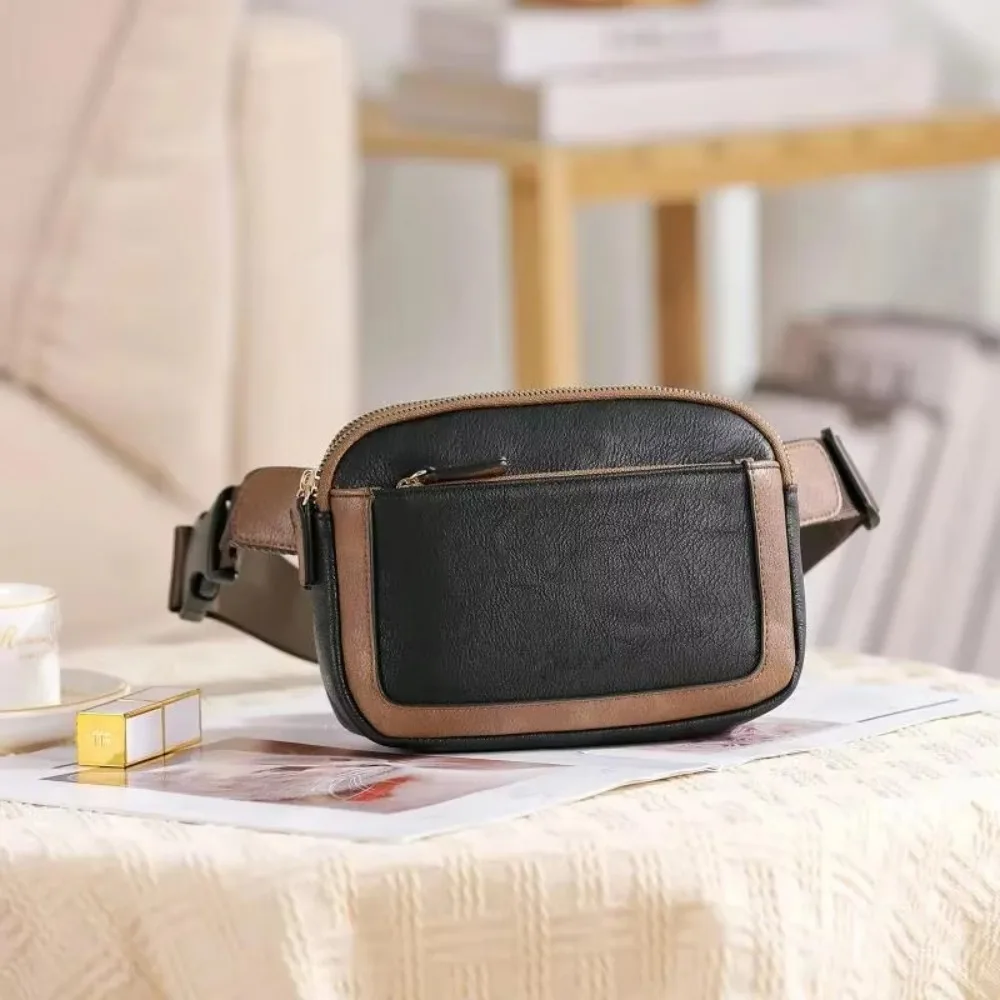 

Korean Style Women's Fanny Pack PU Leather Card Pocket Women Waist Bag Clutch Bag Adjustable Strap Women Belt Bag Sports