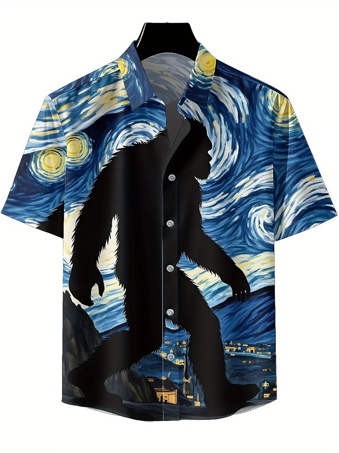 Мужские гавайские рубашки больших размеров с рисунком звездной ночи, рубашки на пуговицах, повседневная одежда унисекс, летние топы