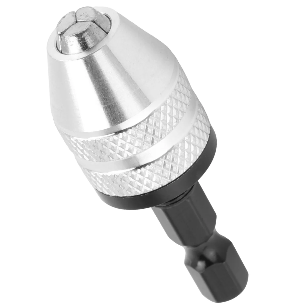 Portabrocas sin llave, adaptador de cambio rápido, convertidor, vástago hexagonal, plateado y negro, 6mm