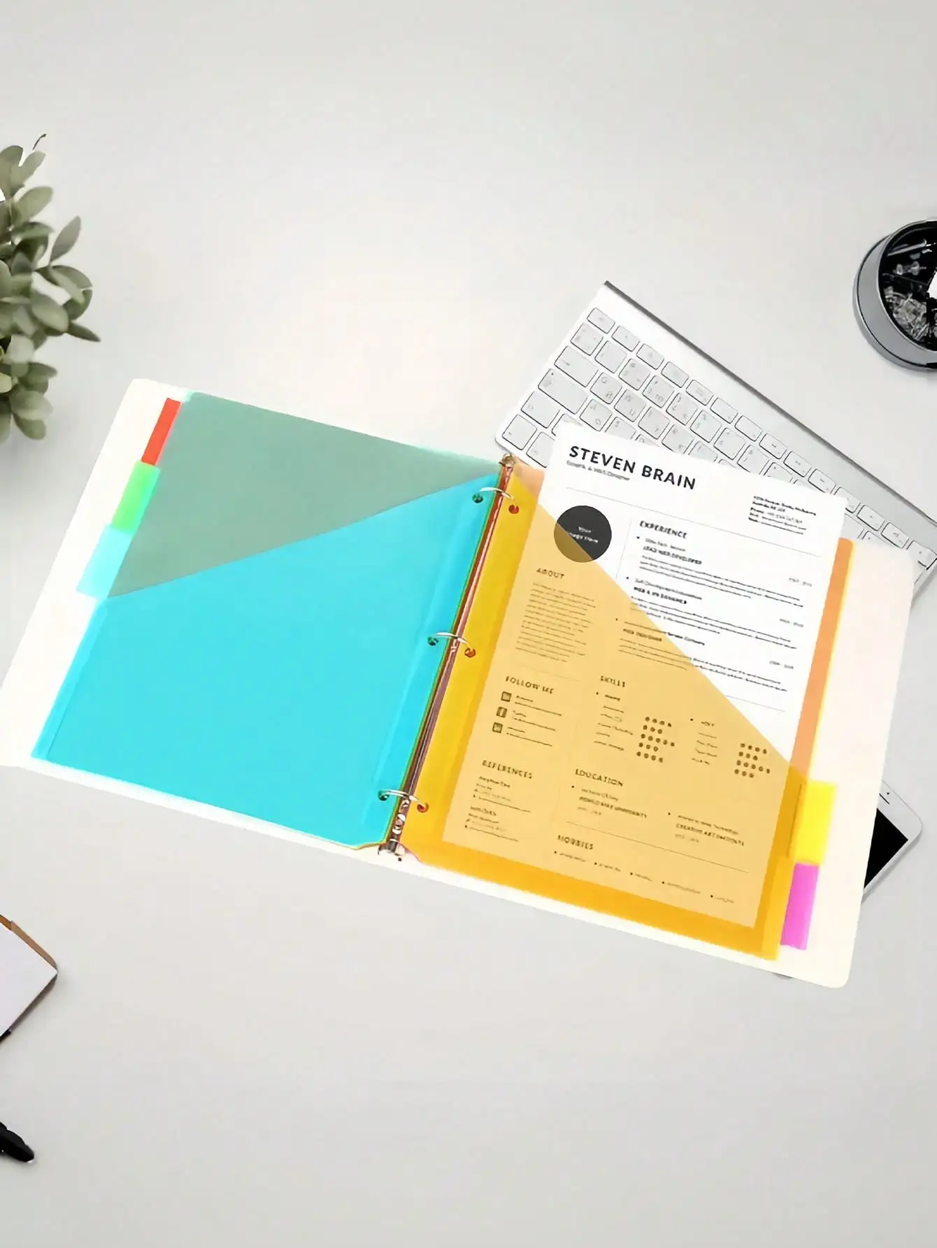 6/8/12pcs Durable Multicolor Loose-Leaf Plastic Page Divider Set With Labels, 3-Hole Punched Letter Size Page Dividers For Office And Organization, Assorted Colors, 8pcs Polypropylene Divider Boards With Pockets, 3-Ring Binder Labels SS25082245139993170