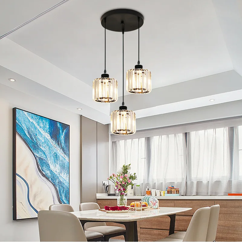 Restaurant chandelier dining room dining table light study bar three simple modern light luxury creative crystal chandelier