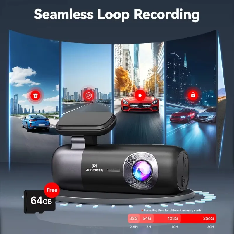 Redtiger Distribuidor F9 Frente e Traseiro 4K + 1080P Visão Noturna Carro Caixa Preta Câmera de Vídeo Dash Cam Com GPS e WIIF