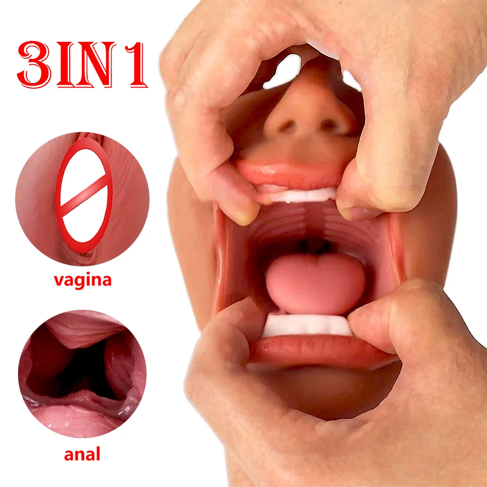 3 IN 1 Vaginal Anus Masturbation Sex toys for Men Silicone vaginal  pussy vaginal for man For Penis Stimulation Sexules toys