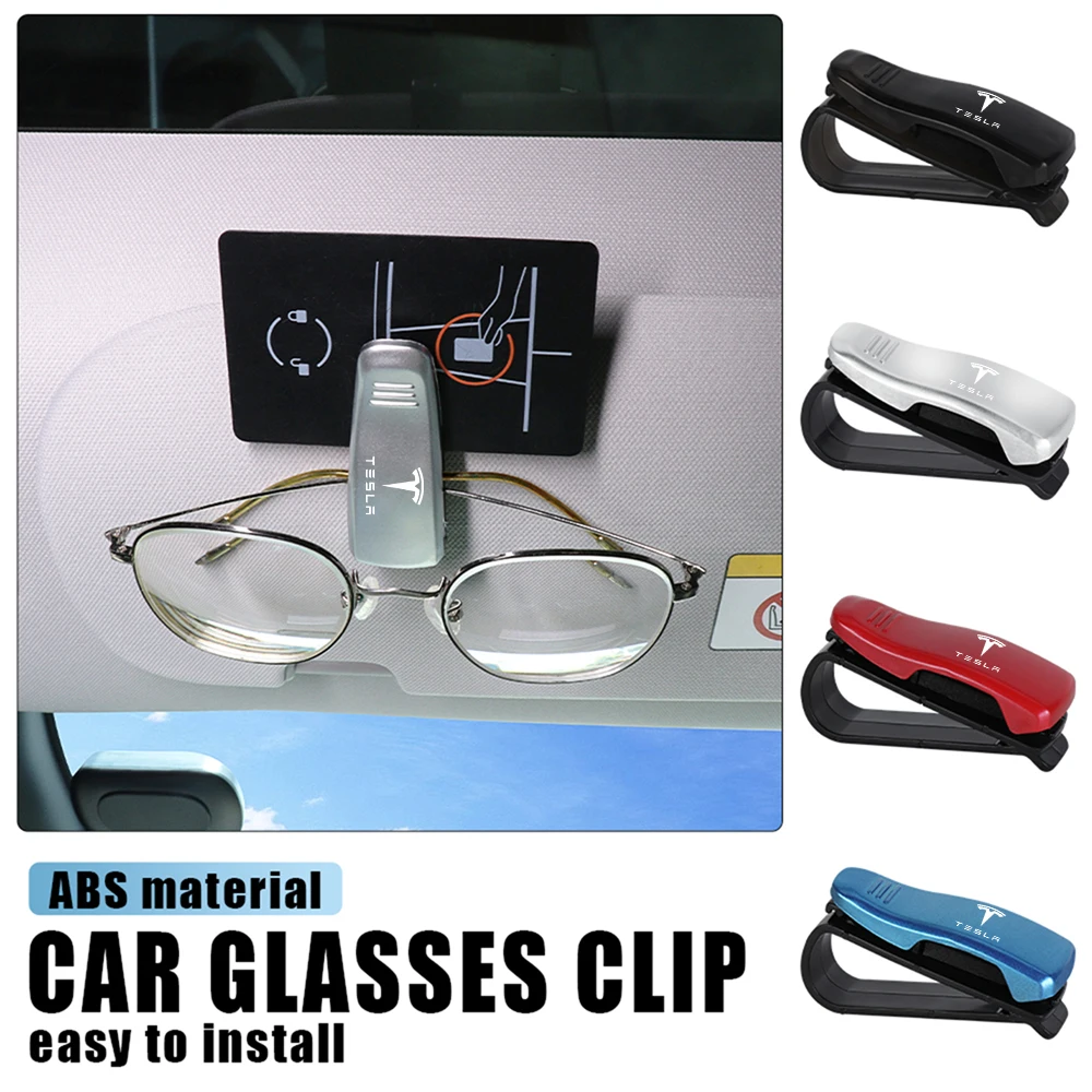 

1/2Pcs Car Accessories Sun Visor Glasses Clip Card Ticket Holder For Tesla Model 3 Y S X Roadster Juguete SpaceX Cybertruck