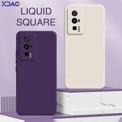 Original Square Liquid Phone Cover Case for Xiaomi POCO F5 Pro Soft Silicone Lens Protection Armor Housing POCOF5 Waterproof Bag