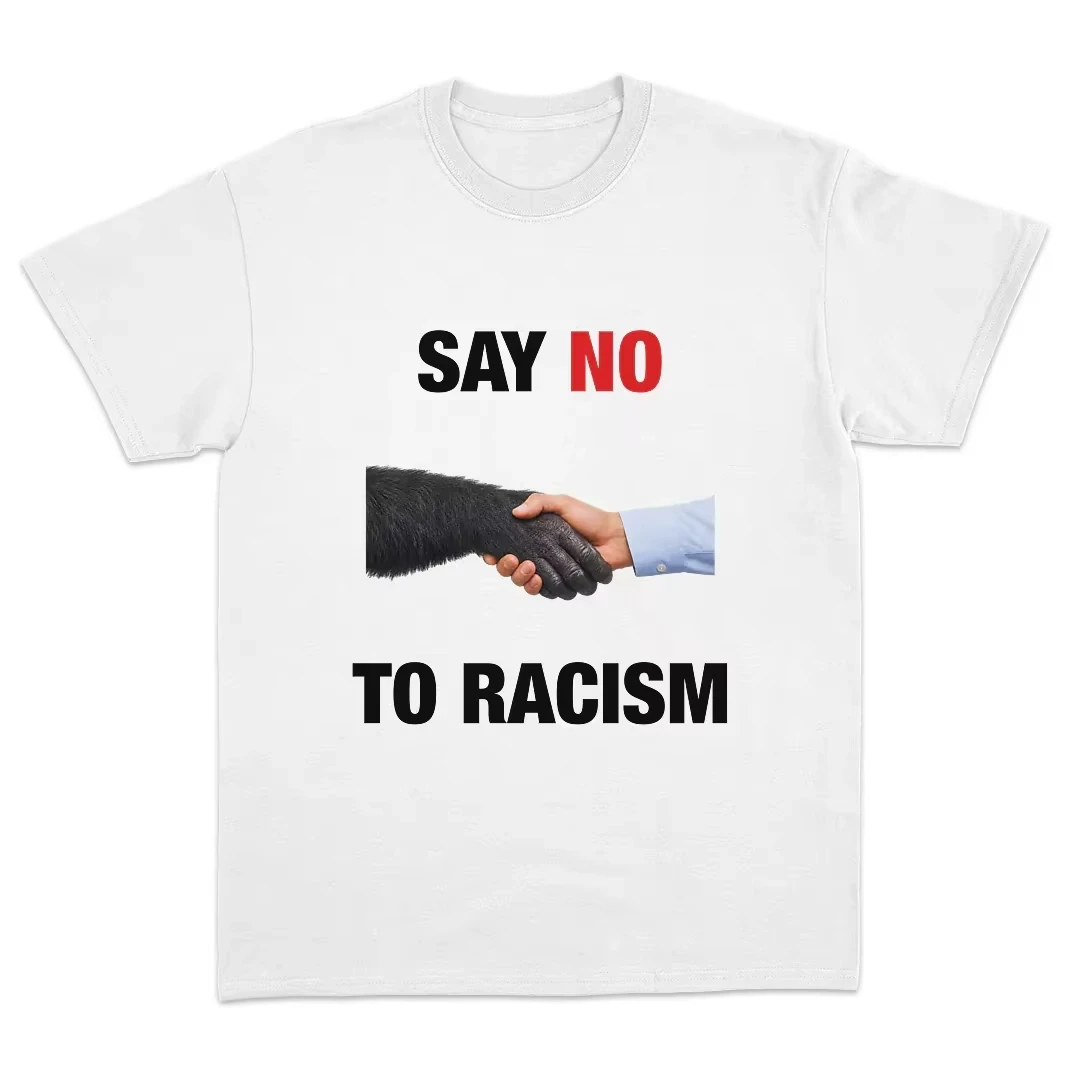 T-shirt "Say No To Racism" "Poignée de main pacifique" Homme Femme T-shirt graphique Unisité Égalité Haut décontracté blanc