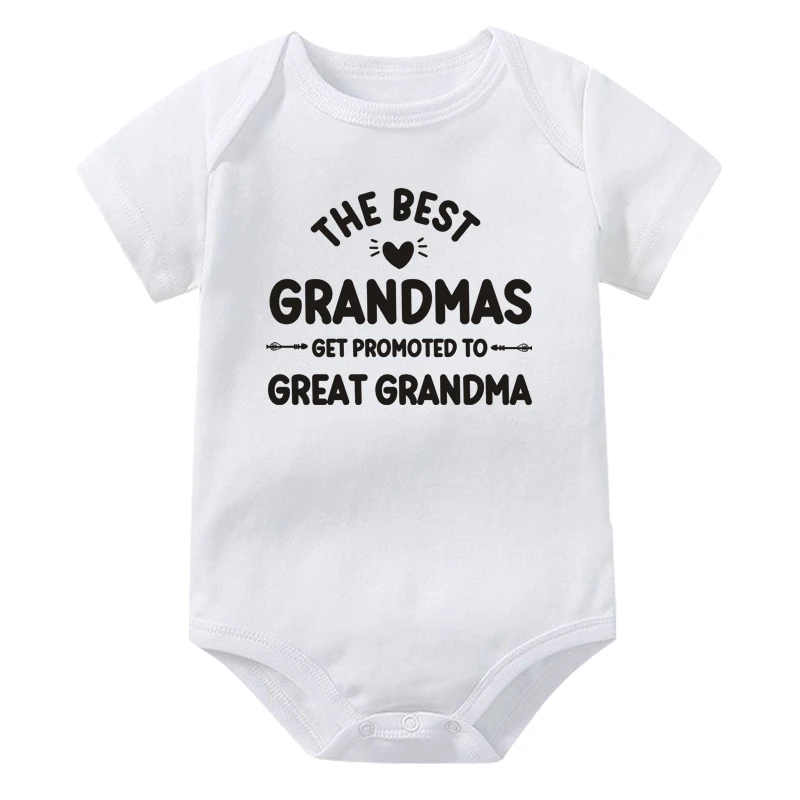 The Best Grandmas Get Promoted To Great Grandma Print Baby Bodysuits Pregnancy Announcement Newborn Jumpsuit Infant Clothes Gift