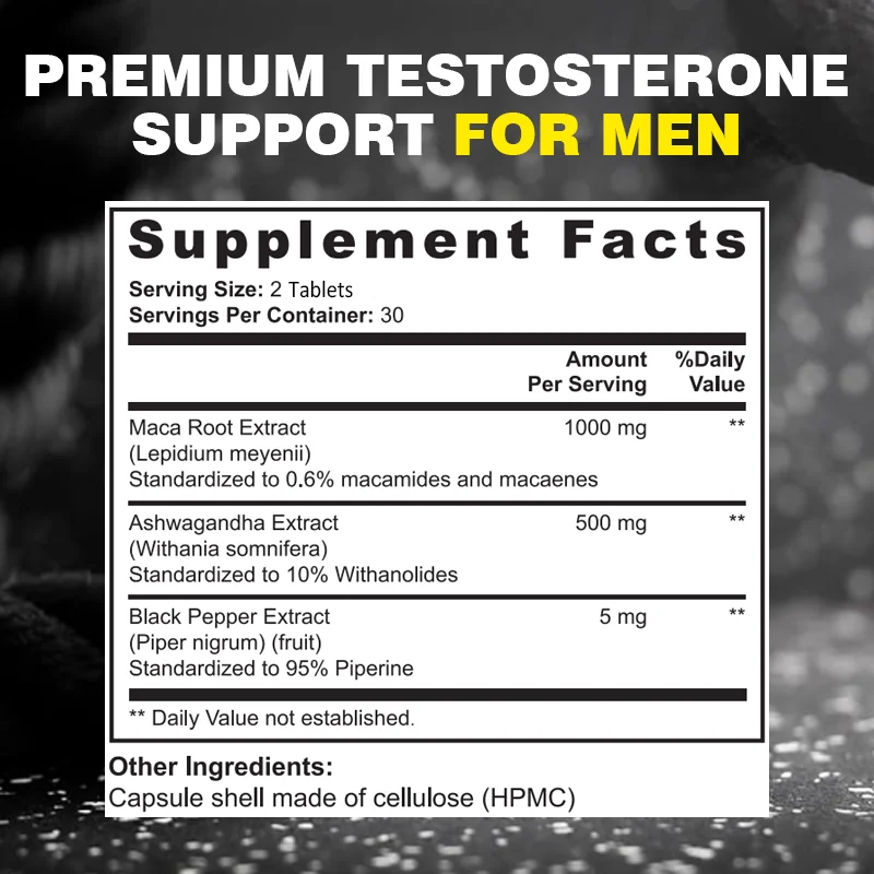 Powerful Tesetboost Tablets for Men ,Maca Pill Supplements for Health, Energy, Endurance, Muscle Mass,Maca Root Capsule