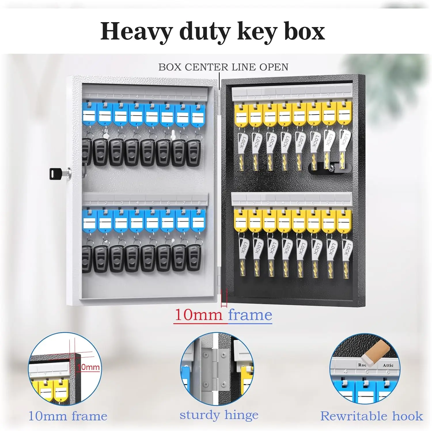 WeHere KB6032 Key Safe Box Wall Mounted (32 Keys), Roller Mechanical Password Lock,key Cabinet with Combination Lock Key Labels