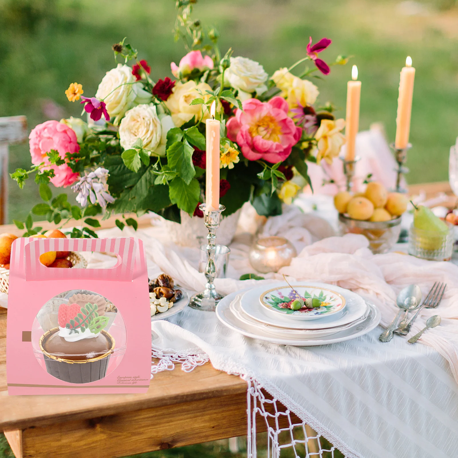 10pcs Plastic Cake Container Transparent Ball Shape Cake Container Disposable Mousse Ball Round Cake Container (Pink)