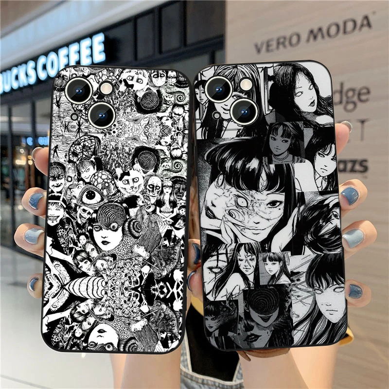 Anime Tomie Kawakami For Apple iPhone 15 14 13 12 Mini 11 XS XR X 8 7 Pro Max Plus Soft Silicone Black Phone Case