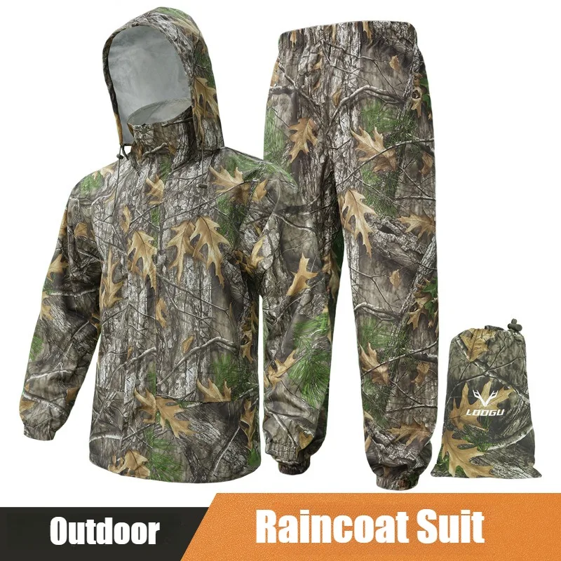 

Outdoor Hunting Rainstorm-proof Raincoat Suit Camping Cycling Fishing Reflective Split Lightweight Raincoat Rain Pants Split