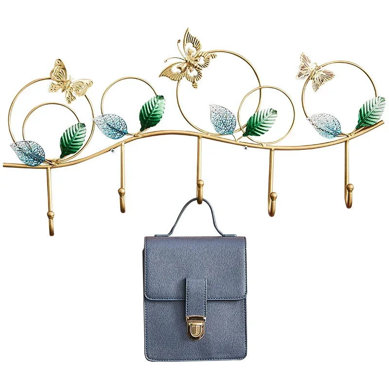 

Nordic Leaf Wall Decoration, Wrought Iron Hanger, Modern Entrance Hook, Light Luxury Key and Coat Hanger, Fashion