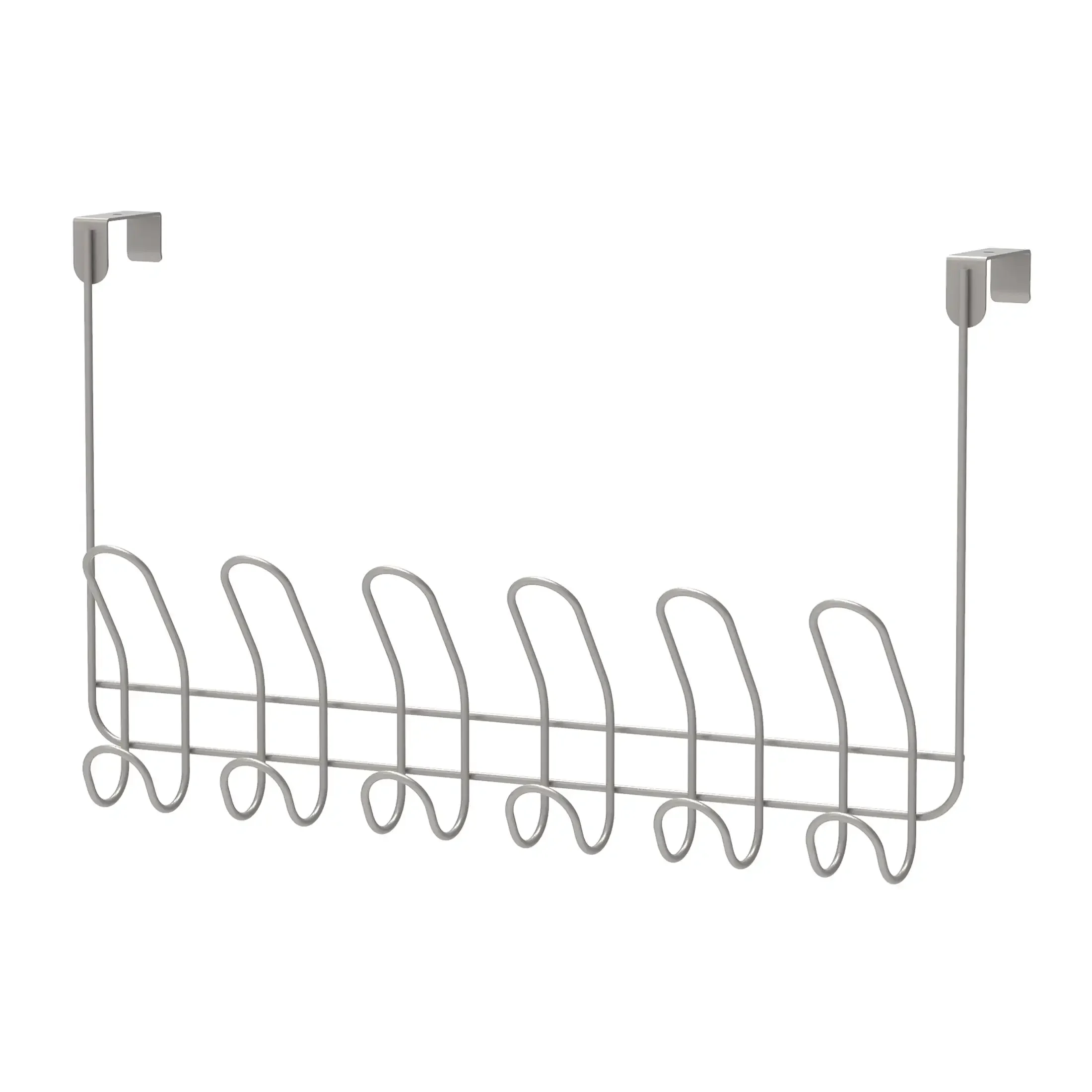 

6-Pack Satin Nickel Over-the-Door Hooks – No-Drill Towel, Robe & Coat Organizer for Bathroom