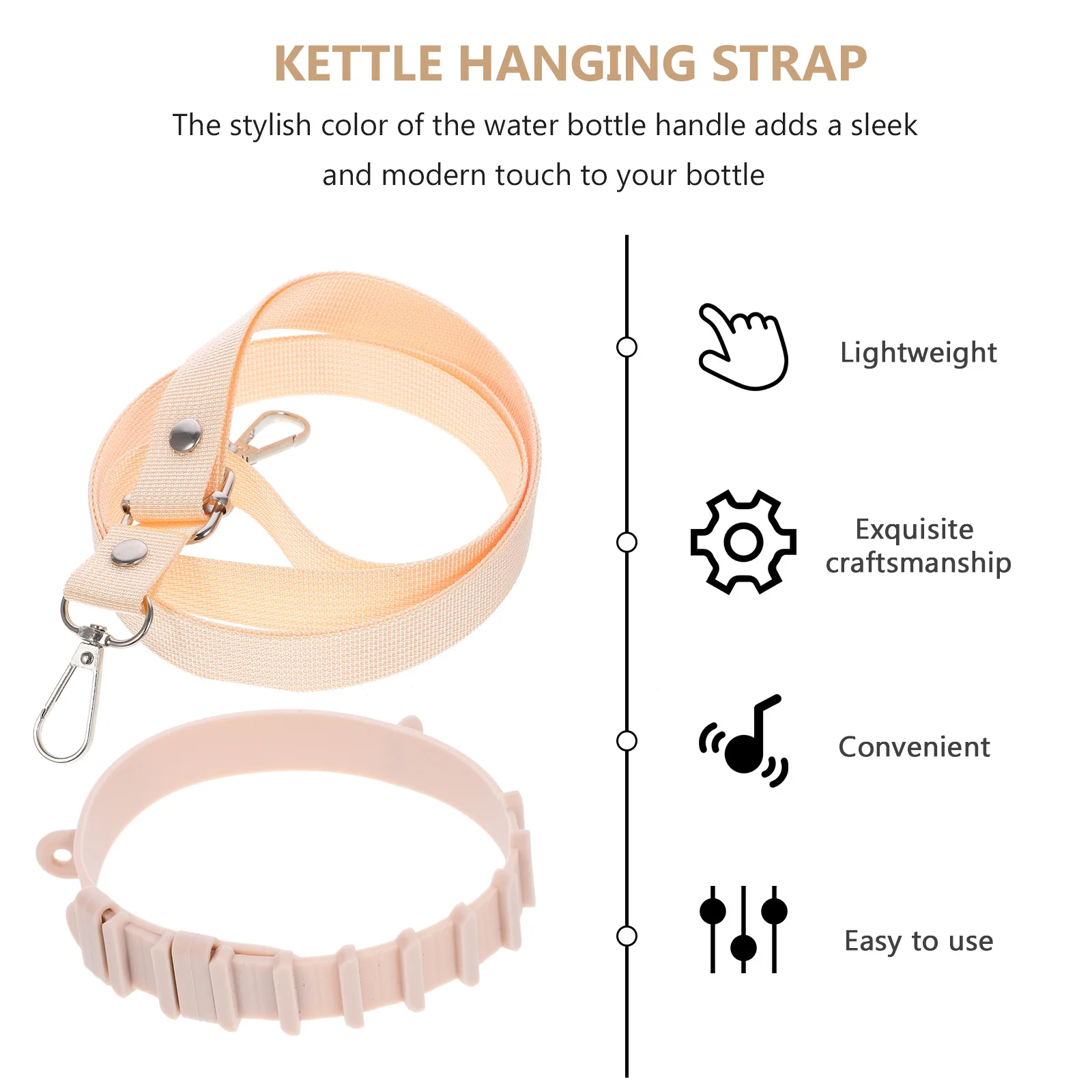 

Outdoor Silicone Water Bottle Strap Adjustable Handle Shoulder Sling Portable Bottle Carrier Hiking Water Kettle Holder