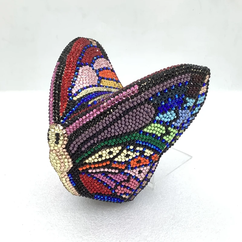 XIYUAN, bolsos de mano de noche de cristal en forma de mariposa, bolsos de mano de lujo con diamantes de imitación para el día, bolso de mano para boda, bolsos con gemas para fiesta