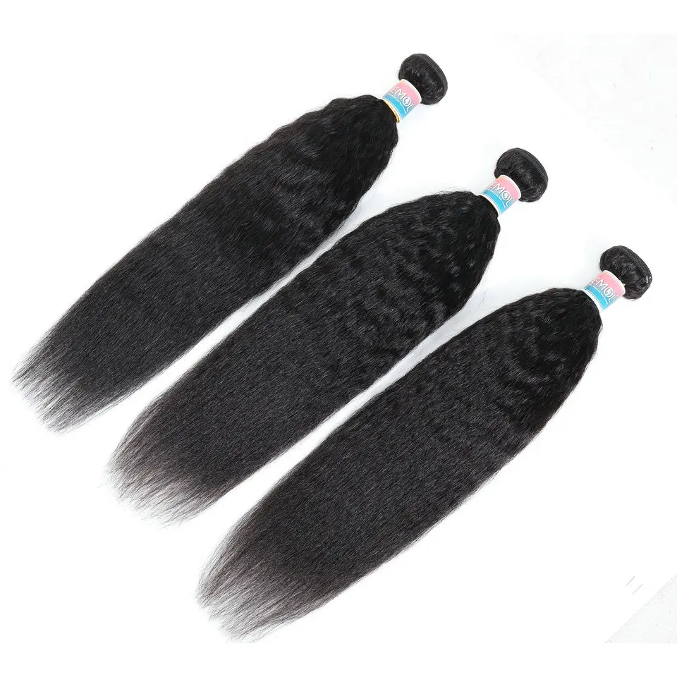 Kinky em linha reta feixes de cabelo humano 8-30 Polegada tecer extensões de cabelo remy yaki cabelo reto 1/3/4 pacotes fornecedor por atacado
