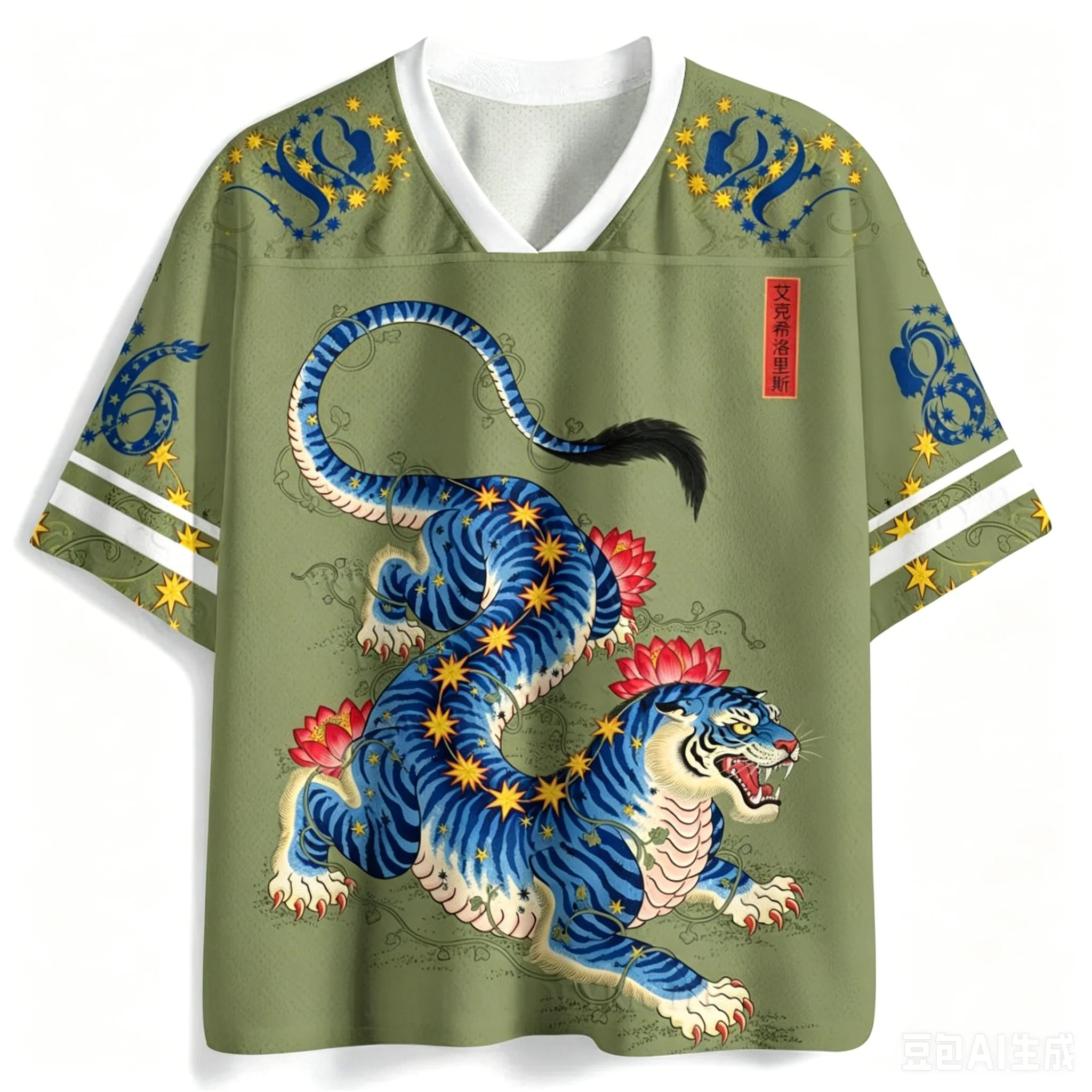 Children's, Men's, and Women's Blue Tiger Lotus Mesh Jerseys 3D Printed and Painted Breathable Quick Drying Short Sleeves