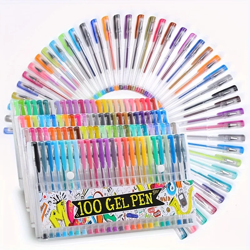 

100Pcs Gel Pen Set 100 Colored Gel Pens for Coloring Books Drawing Doodle Crafts Scrapbooks Journaling Planner School Supplies